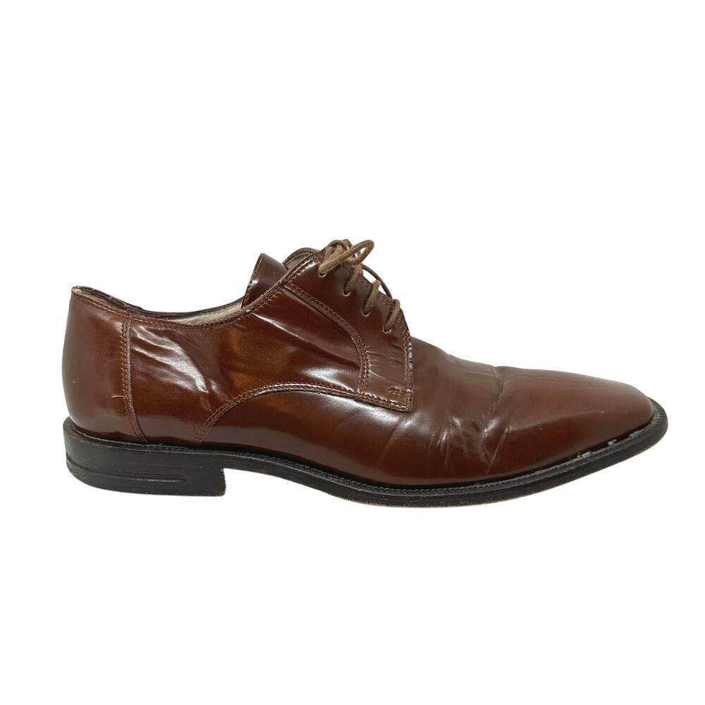 WARREN EDWARDS Men’s Brown Square Toe Lace-Up Leather Dress Shoes Oxfords - Sz 9
